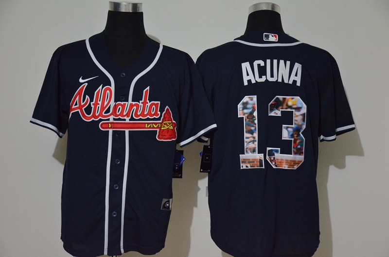 MLB Men Atlanta Braves #13 Ronald Acuna Jr. Nike blue Home 2020 Replica Player Jersey->atlanta braves->MLB Jersey